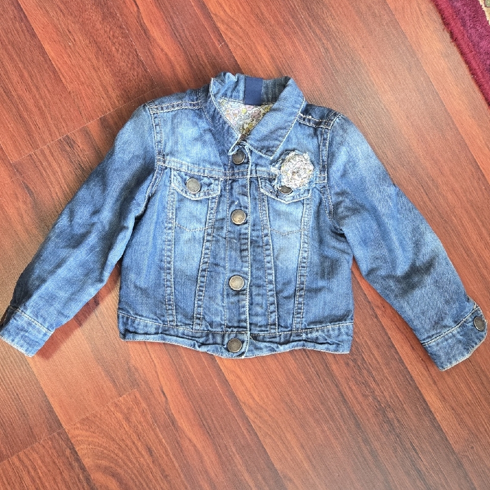 🌸 Zara Baby Denim Jacket with Floral Detail | 18-24 Months | Gently Preloved